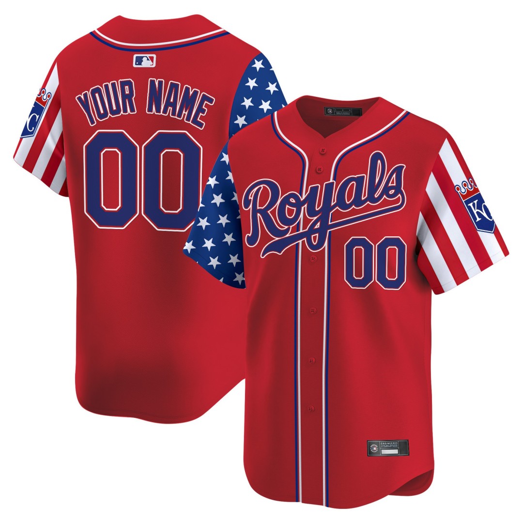 Kansas City Royals Active Player Custom Red 2025 Independence Day Limited Stitched Baseball Jersey