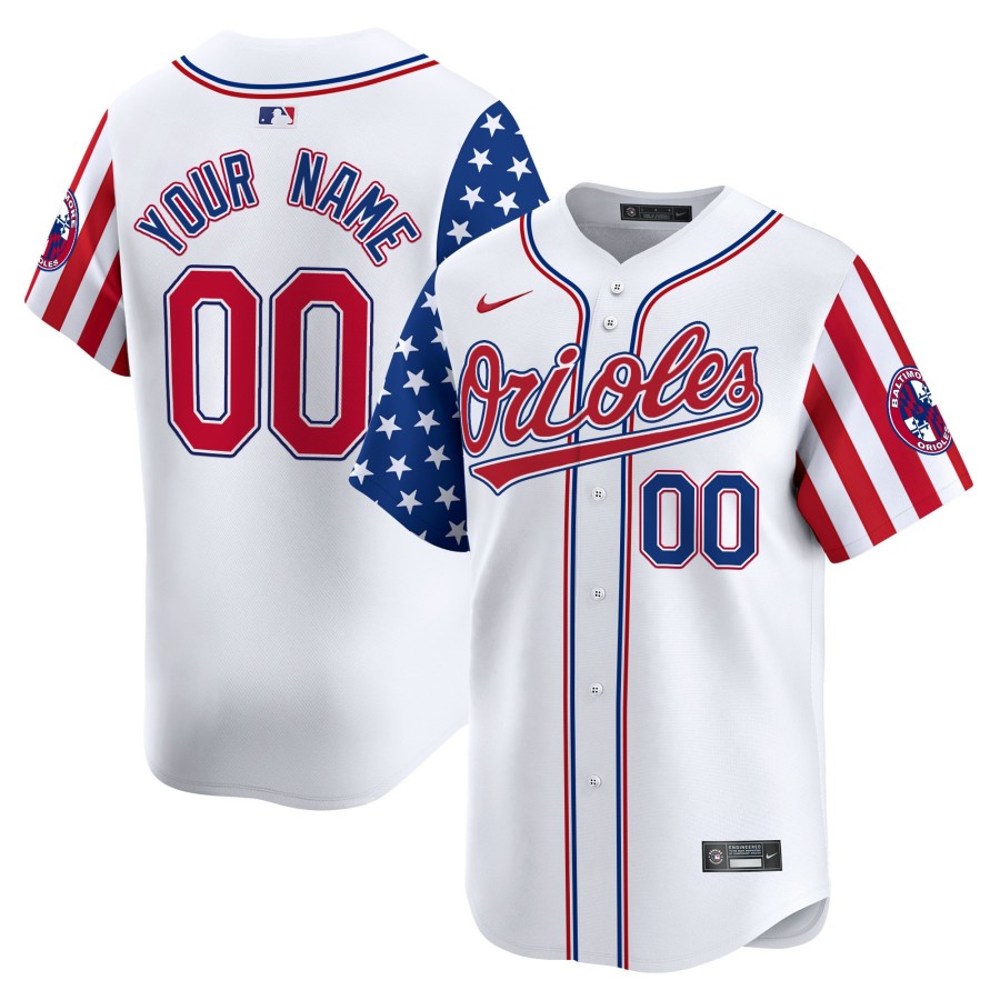 Baltimore Orioles Active Player Custom White 2025 Independence Day Limited Stitched Baseball Jersey