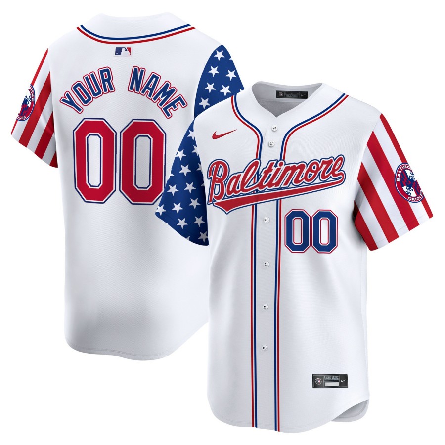 Baltimore Orioles Active Player Custom 2025 Independence Day Stitched Baseball Jersey White Limited