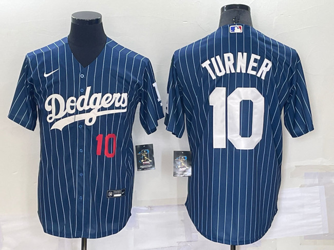 LA Dodgers Custom Nike Navy Pinstripe Cool Base Stitched Baseball Jersey
