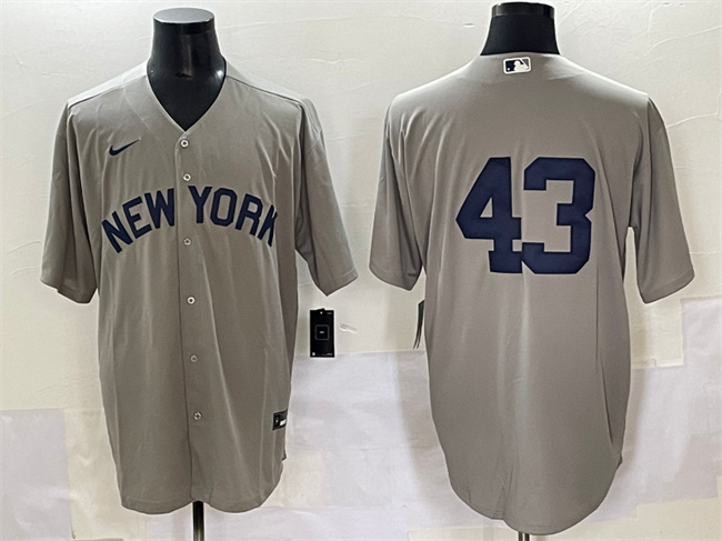 Men's New York Yankees #43 Jonathan Loaisiga Grey Cool Base Stitched Baseball Jersey