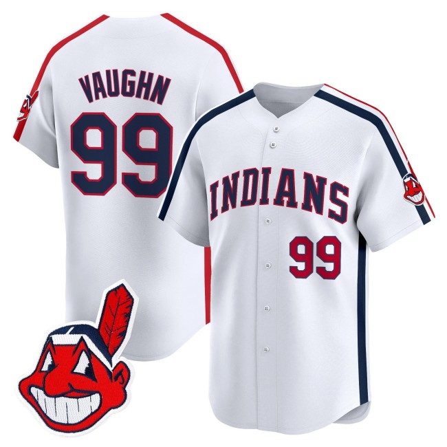 Men's Cleveland Indians #99 Ricky Vaughn White Ricky 'Wild Thing' Vaughn Limited Jersey