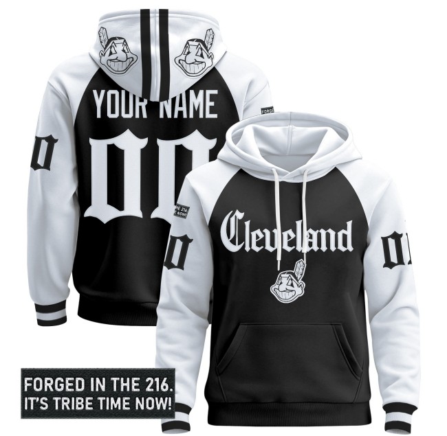 Cleveland Indians Custom Black Alternate 2025 'Gothic Iron Edition' Premium Pullover Hoodie - All Stitched