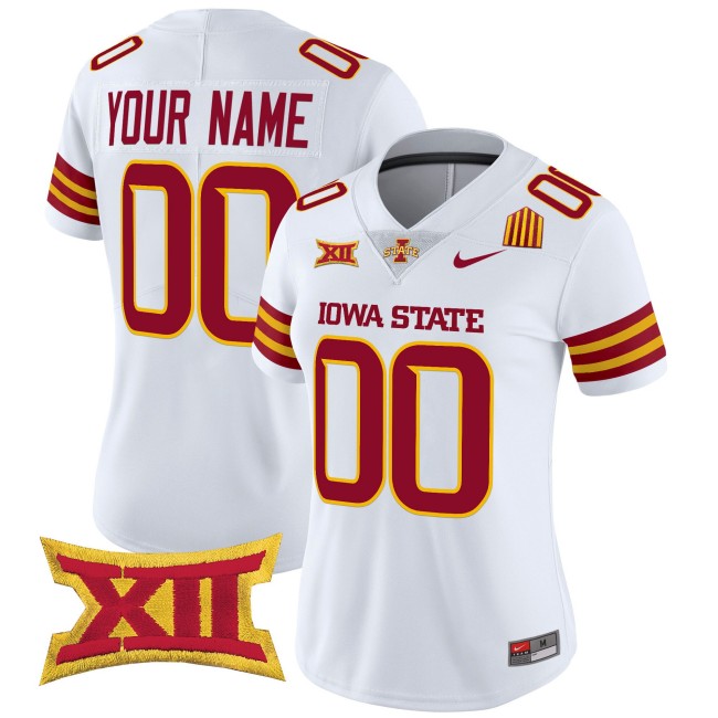 All-Gender Iowa State Cyclones Custom 2024 F.U.S.E. Vapor Limited Big 12 XII Patch College Football Stitched White Jersey