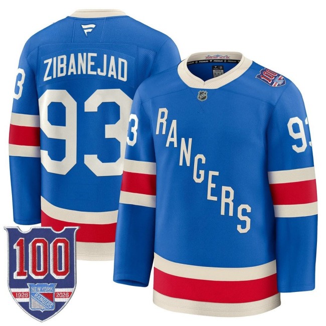 Men's New York Rangers #93 Mika Zibanejad Blue 1926 Throwback Centennial Stitched Hockey Jersey