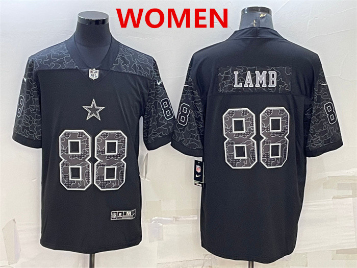 Women's Dallas Cowboys #88 CeeDee Lamb Black Reflective Limited Stitched Football Jersey(Run Small)