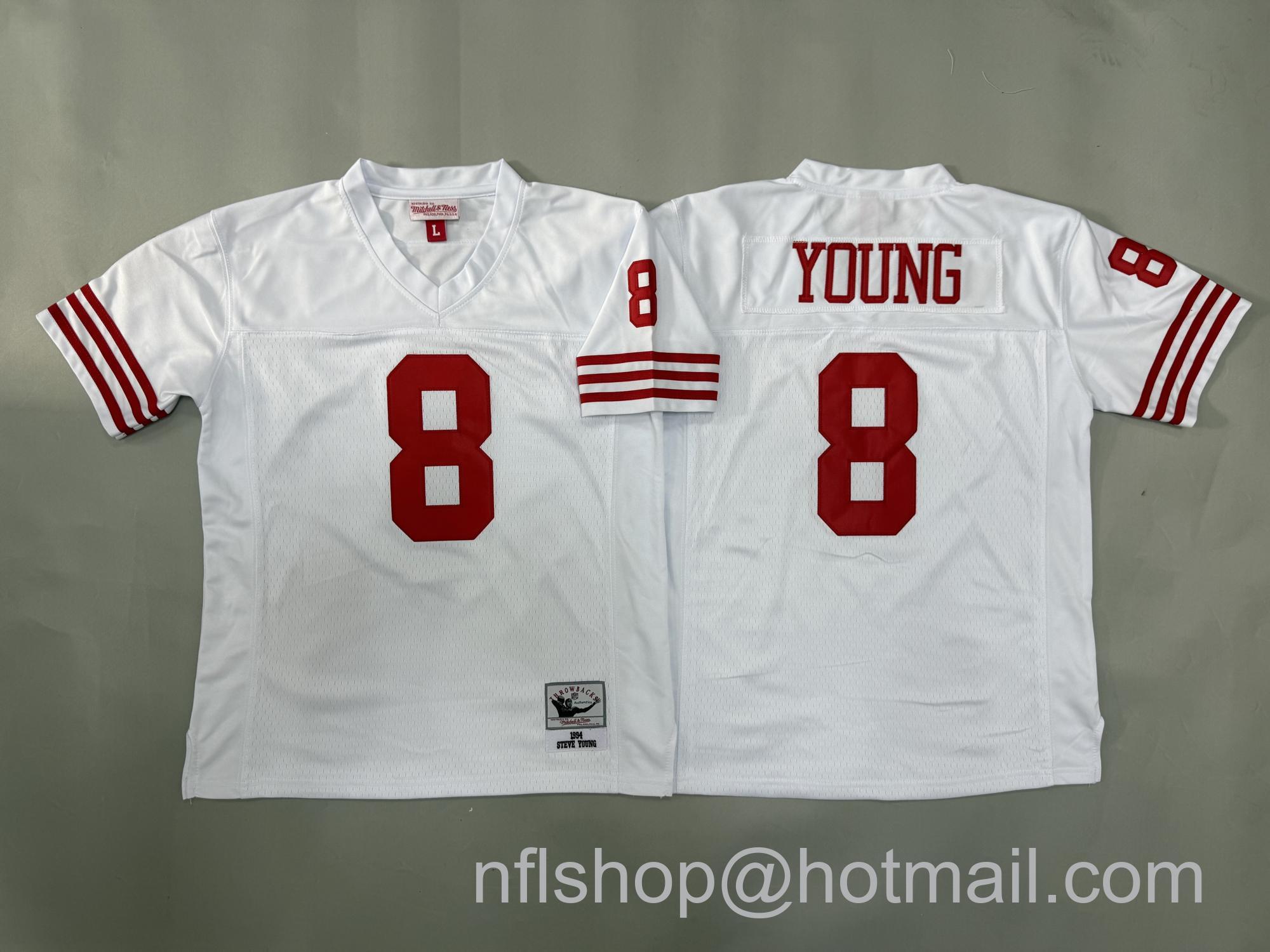 Youth San Francisco 49ers #8 Steve Young White 1994 Throwback Stitched Jersey