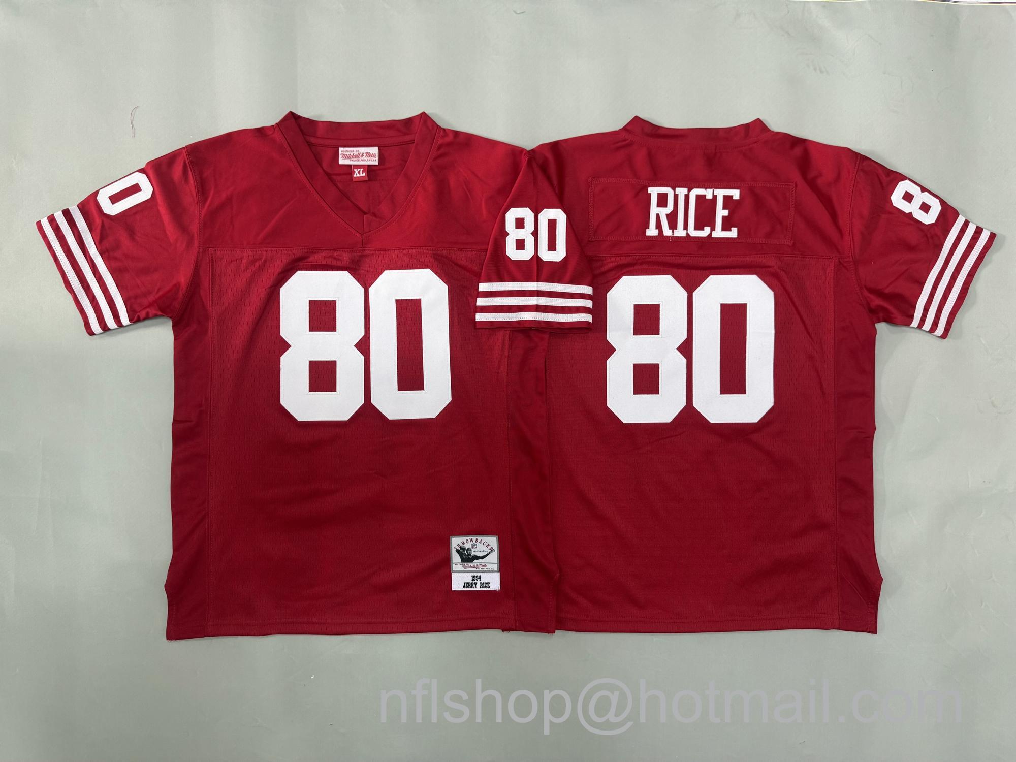 Youth San Francisco 49ers #80 Jerry Rice Red 1994 Throwback Stitched Jersey