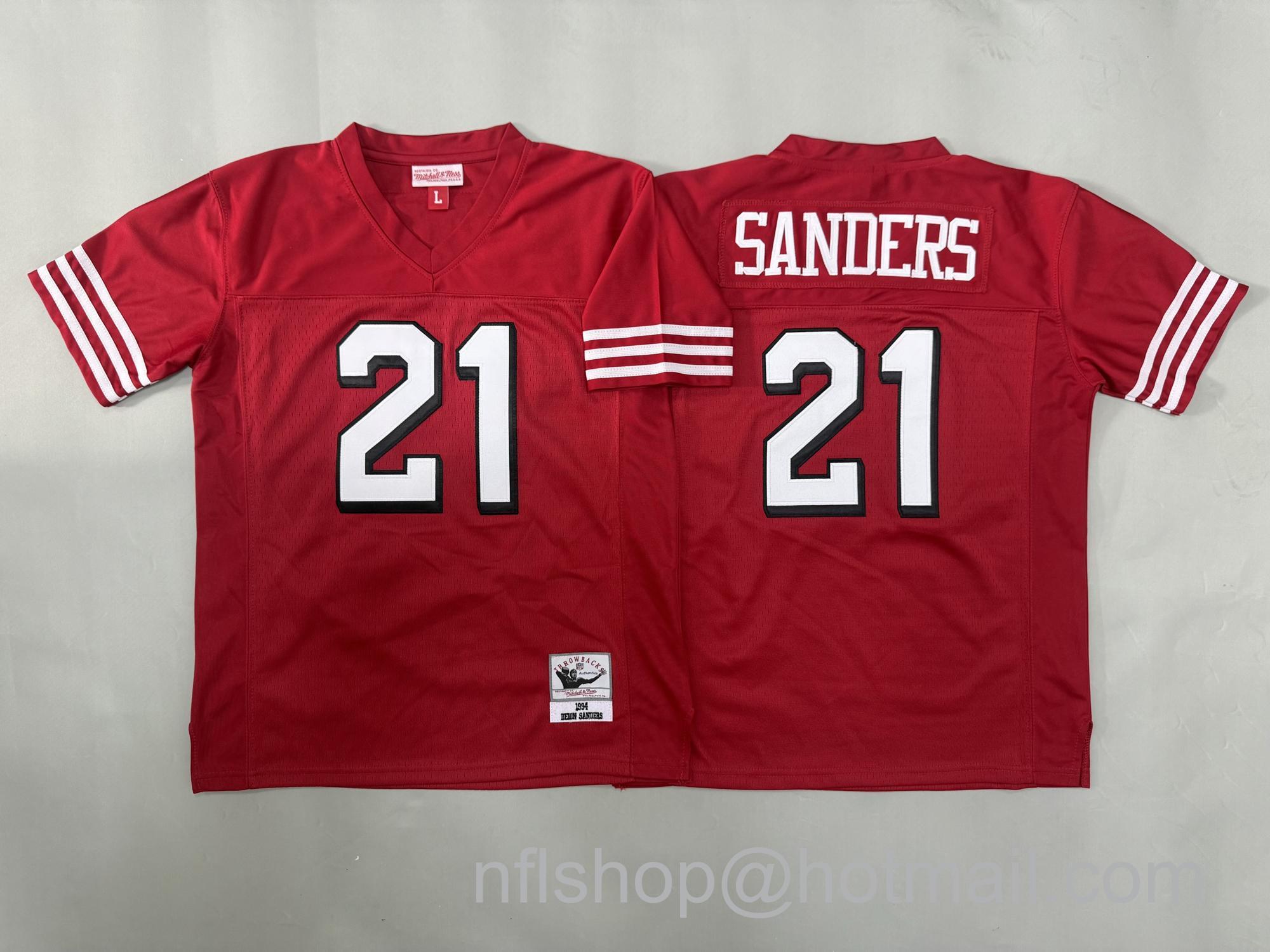 Youth San Francisco 49ers #21 Deion Sanders Red 1994 Throwback Stitched Jersey