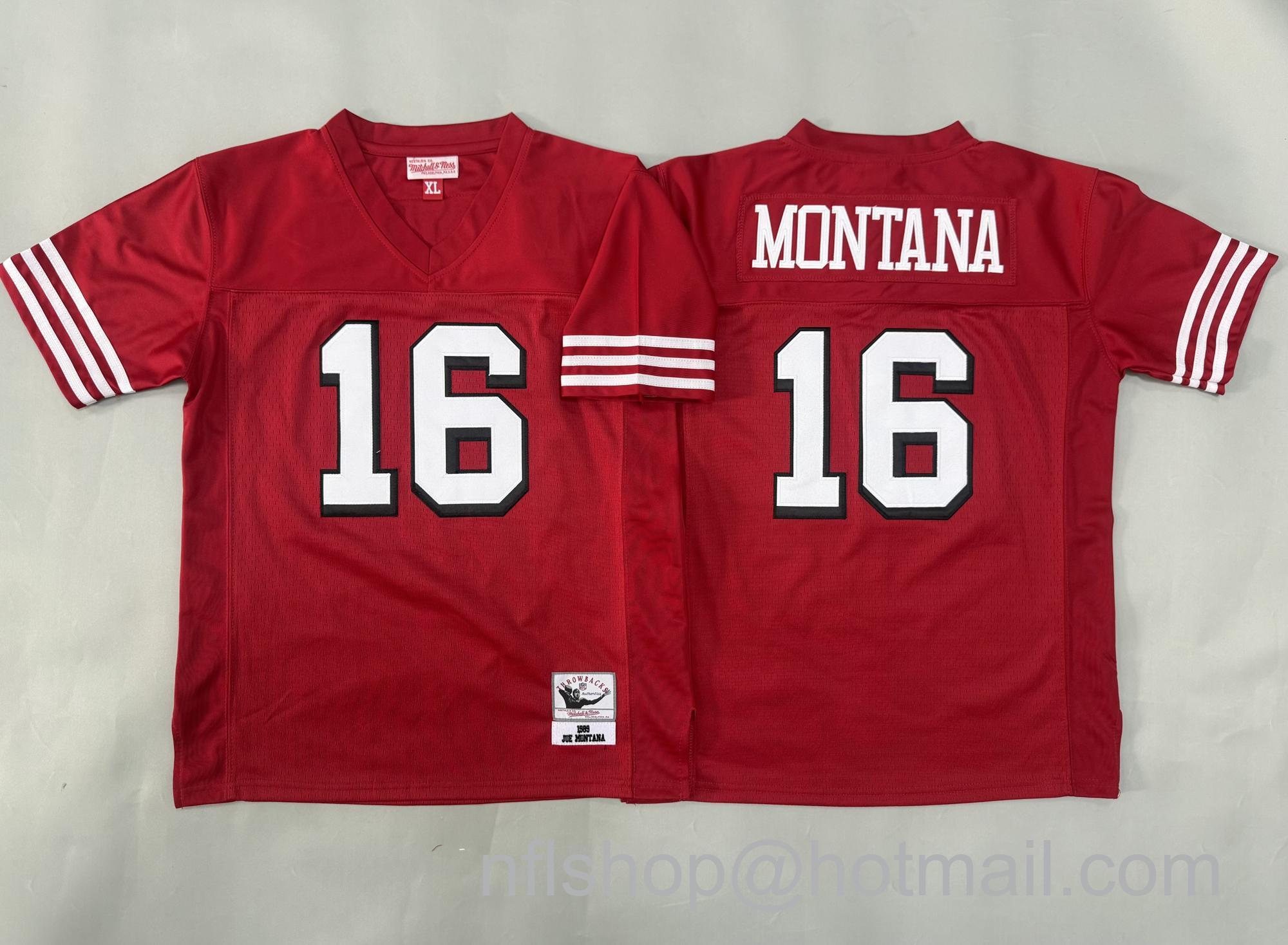 Youth San Francisco 49ers #16 Joe Montana Red 1989 Throwback Stitched Jersey