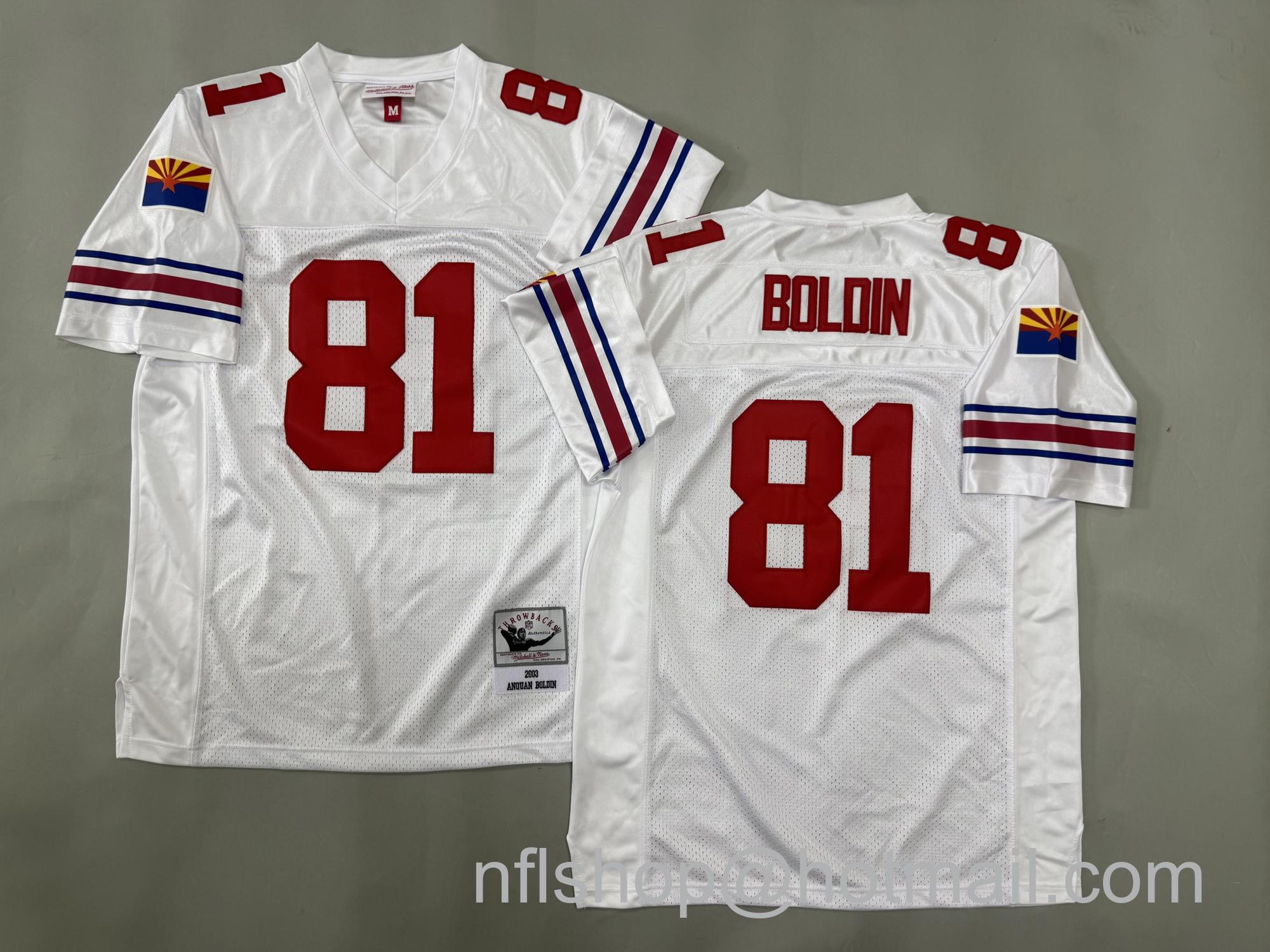 Men's Arizona Cardinals #84 Anouan Boloin White 2003 Throwback Stitched Jersey