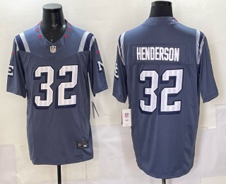 Men's New England Patriots #32 TreVeyon Henderson Storm Blue F.U.S.E. 2025 Vapor Limited Stitched Jersey