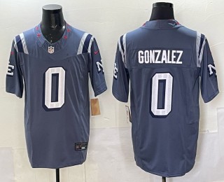 Men's New England Patriots #0 Christian Gonzalez Storm Blue F.U.S.E. 2025 Vapor Limited Stitched Jersey