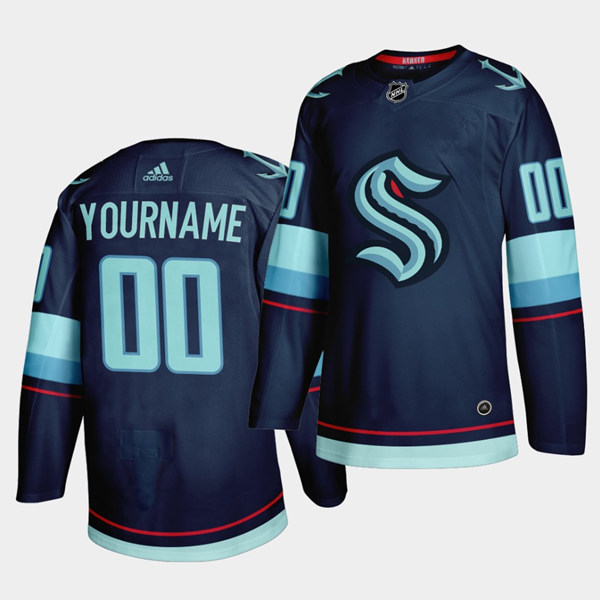 Women's Seattle Kraken Primary Logo Custom Navy Stitched Hockey Jersey Women's Seattle Kraken Primary Logo Custom Navy Stitched Hockey Jersey