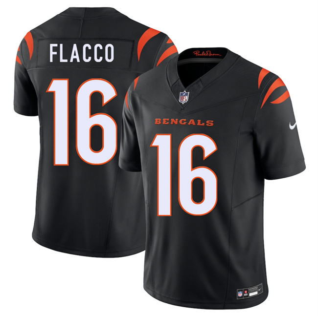 Men's Cincinnati Bengals #16 Joe Flacco Black 2025 F.U.S.E. Vapor Untouchable Limited Stitched Football Jersey Men's Cincinnati Bengals #16 Joe Flacco Black 2025 F.U.S.E. Vapor Untouchable Limited Stitched Football Jersey
