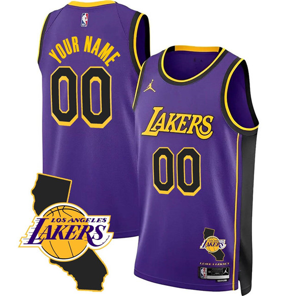 Men's Los Angeles Lakers Active Player Custom Purple 2025 California Patch Stitched Basketball Jersey Men's Los Angeles Lakers Active Player Custom Purple 2025 California Patch Stitched Basketball Jersey