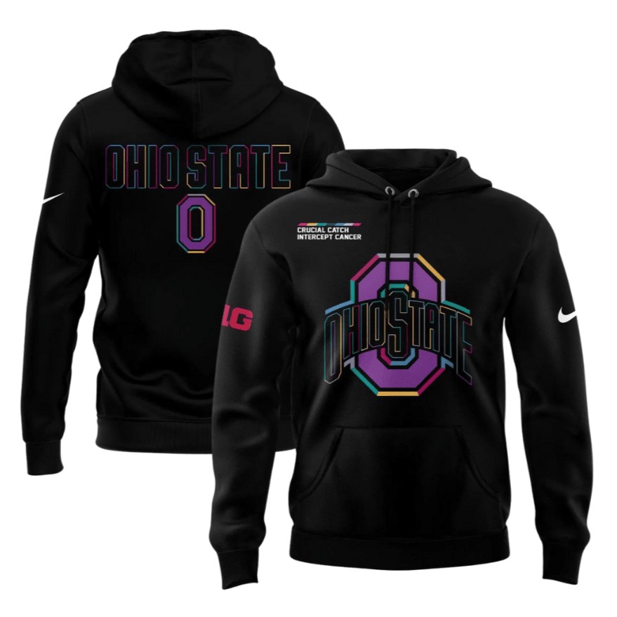 Men's Nike Ohio State Buckeyes Crucial Catch Intercept Cancer 2025 Stitched Hoodie Black Men's Nike Ohio State Buckeyes Crucial Catch Intercept Cancer 2025 Stitched Hoodie Black