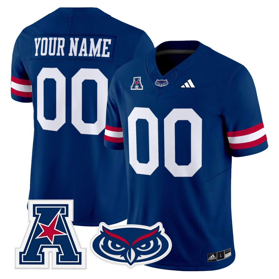 Men's Florida Atlantic Owls Custom Blue 2025 Vapor F.U.S.E. Limited Stitched Football Jersey Men's Florida Atlantic Owls Custom Blue 2025 Vapor F.U.S.E. Limited Stitched Football Jersey