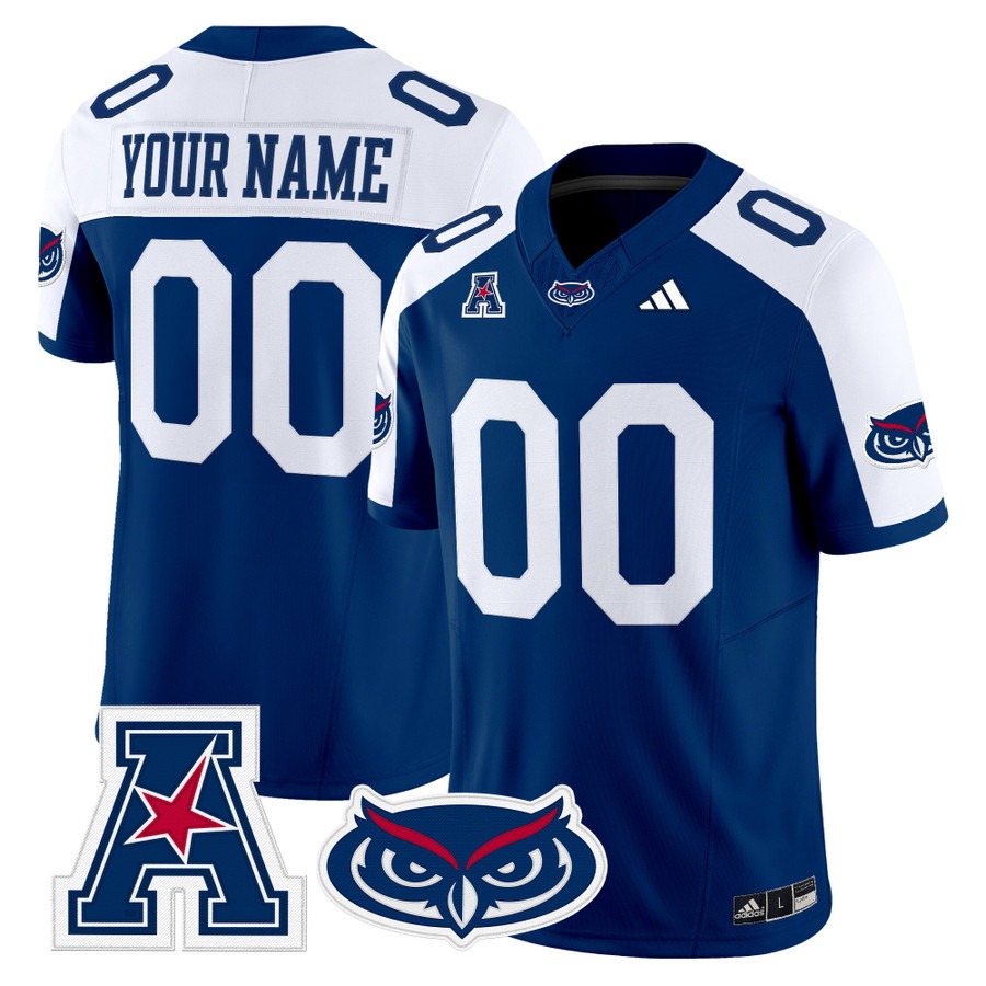 Men's Florida Atlantic Owls Custom Blue Alternate 2025 Vapor F.U.S.E. Limited Stitched Football Jersey Men's Florida Atlantic Owls Custom Blue Alternate 2025 Vapor F.U.S.E. Limited Stitched Football Jersey
