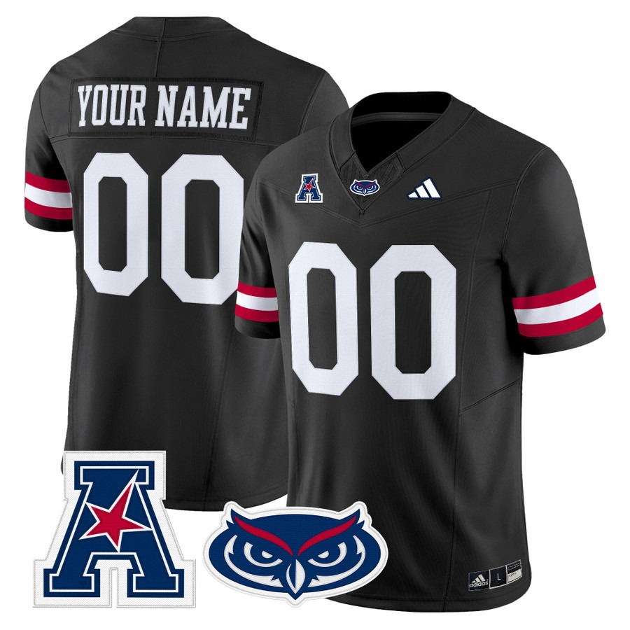 Men's Florida Atlantic Owls Custom Black 2025 Vapor F.U.S.E. Limited Stitched Football Jersey Men's Florida Atlantic Owls Custom Black 2025 Vapor F.U.S.E. Limited Stitched Football Jersey