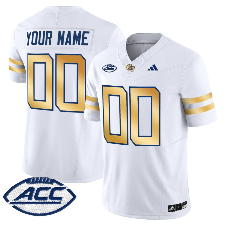 Men's Georgia Tech Yellow Jackets Custom White 2025 Vapor F.U.S.E. Limited Stitched Football Jersey Men's Georgia Tech Yellow Jackets Custom White 2025 Vapor F.U.S.E. Limited Stitched Football Jersey