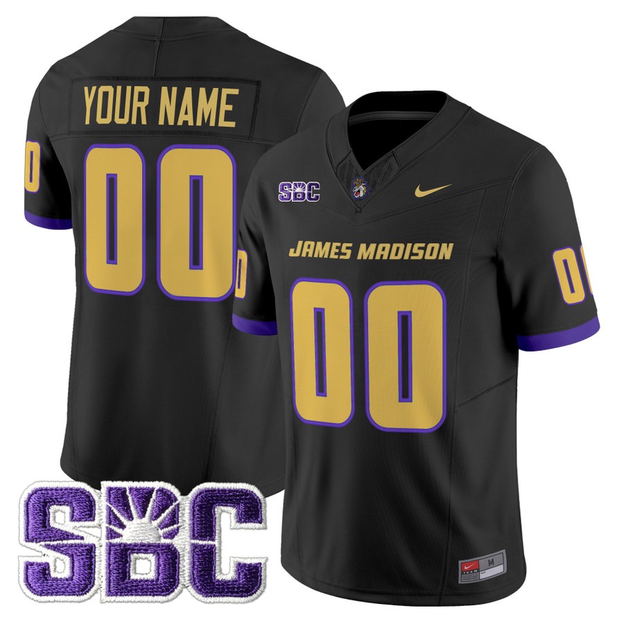 Men's James Madison Dukes Custom Black F.U.S.E. 2025 Vapor Limited Stitched Football Jersey Men's James Madison Dukes Custom Black F.U.S.E. 2025 Vapor Limited Stitched Football Jersey