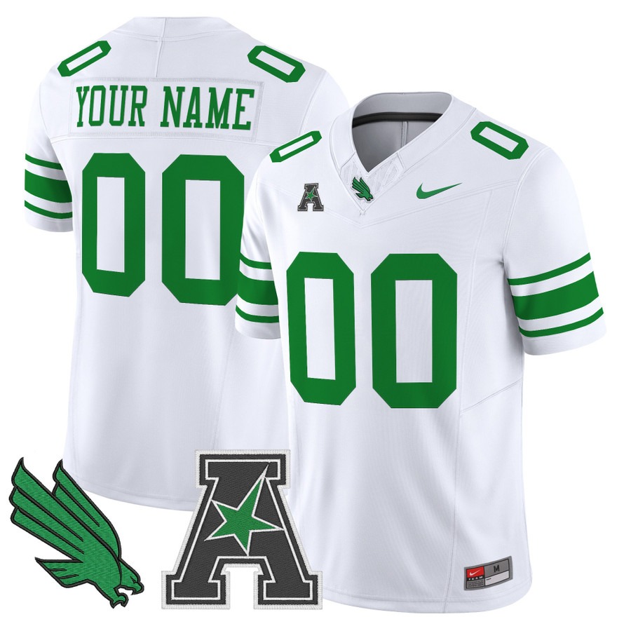 Men's North Texas Mean Green Custom White F.U.S.E. 2025 Vapor Limited Stitched Football Jersey Men's North Texas Mean Green Custom White F.U.S.E. 2025 Vapor Limited Stitched Football Jersey