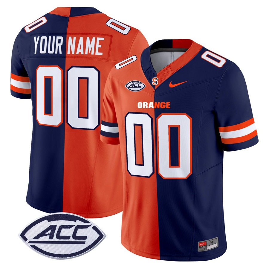 Men's Syracuse Orange Custom Split F.U.S.E. 2025 Vapor Limited Stitched Football Jersey Orange Navy Men's Syracuse Orange Custom Split F.U.S.E. 2025 Vapor Limited Stitched Football Jersey Orange Navy