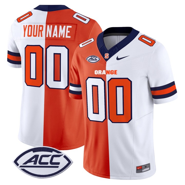 Men's Syracuse Orange Custom Split F.U.S.E. 2025 Vapor Limited Stitched Football Jersey Orange White Men's Syracuse Orange Custom Split F.U.S.E. 2025 Vapor Limited Stitched Football Jersey Orange White