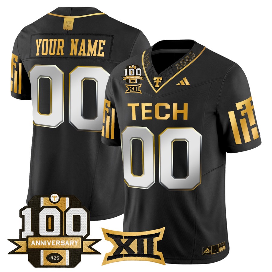Men's Texas Tech Red Raiders Custom Black Limited 100th Anniversary Patch 2025 Vapor F.U.S.E. Limited Stitched Football Jersey Men's Texas Tech Red Raiders Custom Black Limited 100th Anniversary Patch 2025 Vapor F.U.S.E. Limited Stitched Football Jersey
