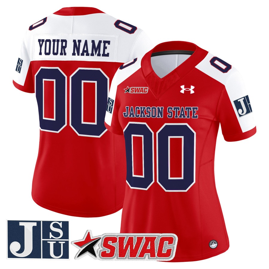 Women's Jackson State Tigers Custom Red Alternate 2025 Vapor F.U.S.E. Limited Stitched Football Jersey