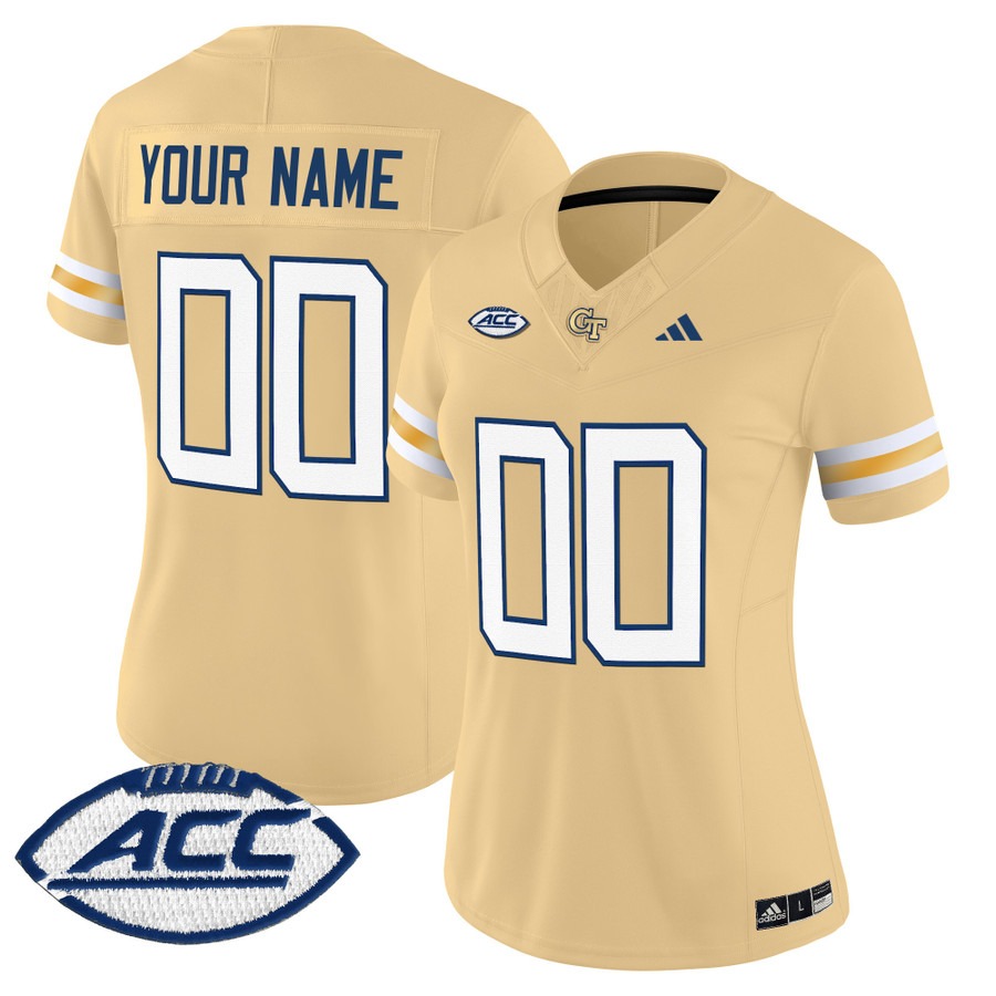 Women's Georgia Tech Yellow Jackets Custom Gold 2025 Vapor F.U.S.E. Limited Stitched Football Jersey Women's Georgia Tech Yellow Jackets Custom Gold 2025 Vapor F.U.S.E. Limited Stitched Football Jersey