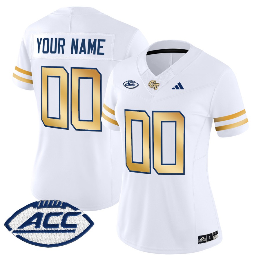 Women's Georgia Tech Yellow Jackets Custom White 2025 Vapor F.U.S.E. Limited Stitched Football Jersey Women's Georgia Tech Yellow Jackets Custom White 2025 Vapor F.U.S.E. Limited Stitched Football Jersey