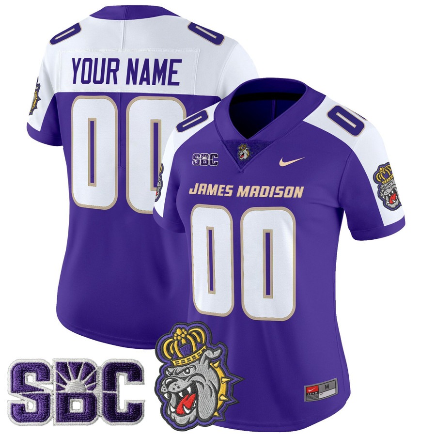 Women's James Madison Dukes Custom Purple Alternate 2025 Vapor Limited Stitched Football Jersey Women's James Madison Dukes Custom Purple Alternate 2025 Vapor Limited Stitched Football Jersey