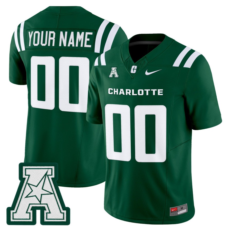 Men's Charlotte 49ers Custom Green F.U.S.E. 2025 Vapor Limited Stitched Football Jersey Men's Charlotte 49ers Custom Green F.U.S.E. 2025 Vapor Limited Stitched Football Jersey