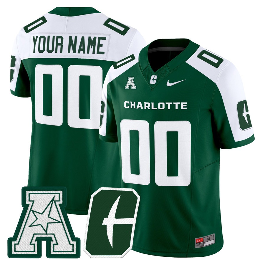 Men's Charlotte 49ers Custom Green Alternate F.U.S.E. 2025 Vapor Limited Stitched Football Jersey Men's Charlotte 49ers Custom Green Alternate F.U.S.E. 2025 Vapor Limited Stitched Football Jersey