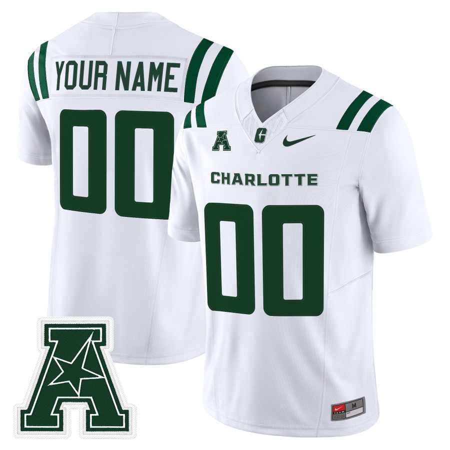 Men's Charlotte 49ers Custom White F.U.S.E. 2025 Vapor Limited Stitched Football Jersey Men's Charlotte 49ers Custom White F.U.S.E. 2025 Vapor Limited Stitched Football Jersey