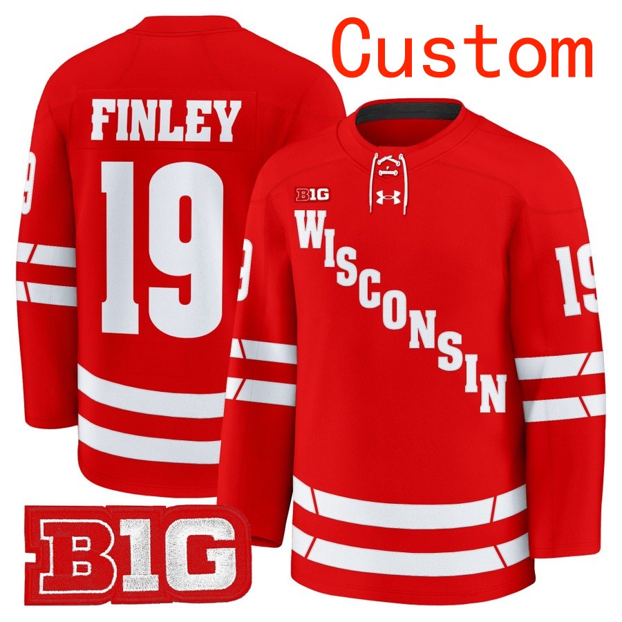 Men's Wisconsin Badgers Custom Red 2025-26 Premium Stitched Hockey Jersey
