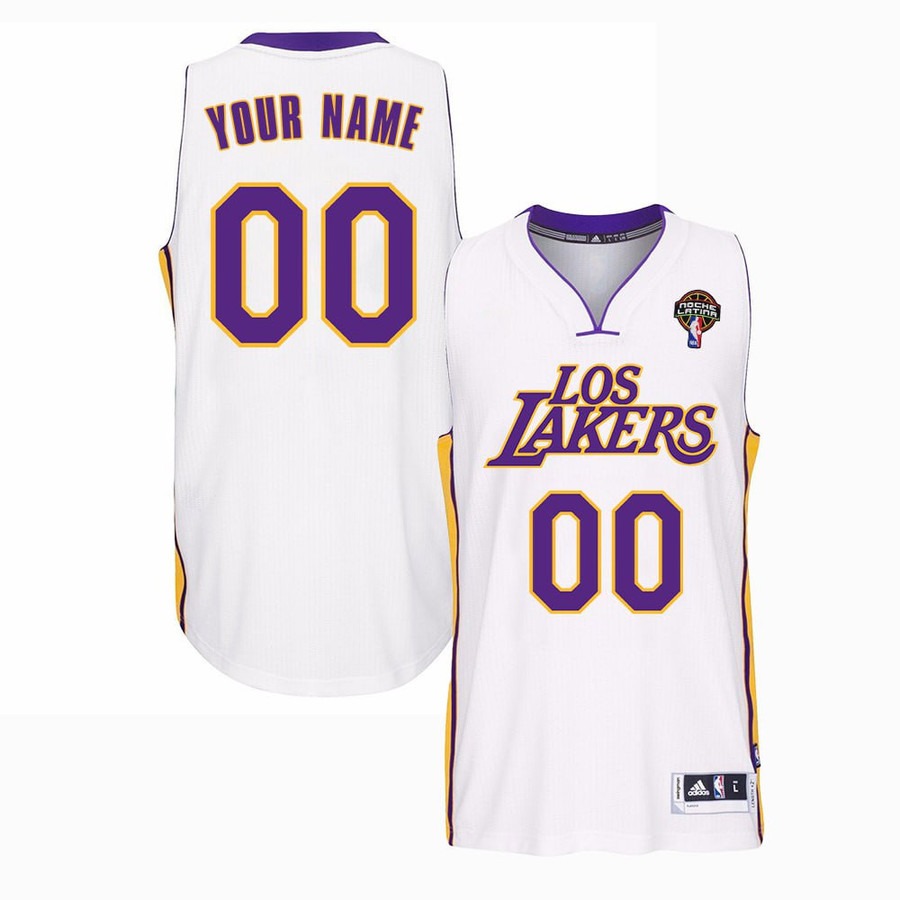 Men's Los Angeles Lakers Custom White adidas With Patch Stitched Basketball Jersey Men's Los Angeles Lakers Custom White adidas With Patch Stitched Basketball Jersey