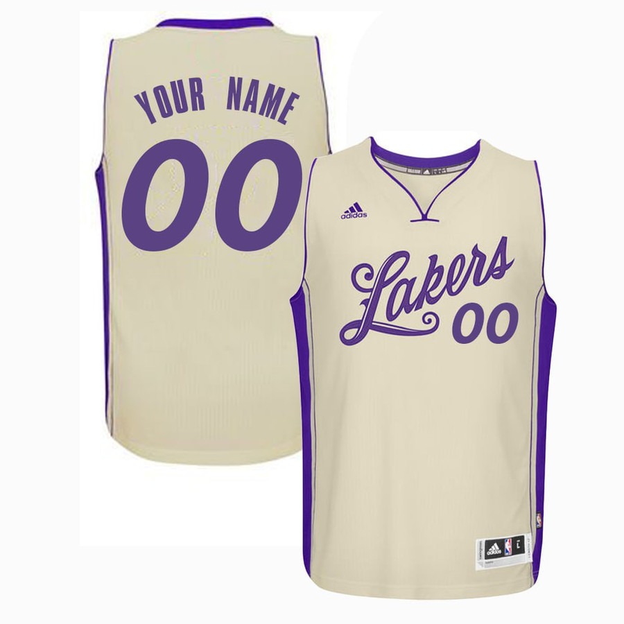Men's Los Angeles Lakers Custom Cream adidas Stitched Basketball Jersey Men's Los Angeles Lakers Custom Cream adidas Stitched Basketball Jersey