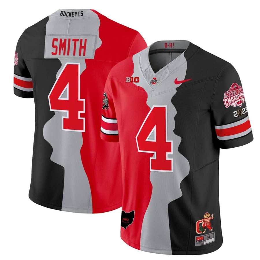 Men's Ohio State Buckeyes #4 Jeremiah Smith Split Nike Vapor F.U.S.E. Limited Stitched Football Jersey Men's Ohio State Buckeyes #4 Jeremiah Smith Split Nike Vapor F.U.S.E. Limited Stitched Football Jersey