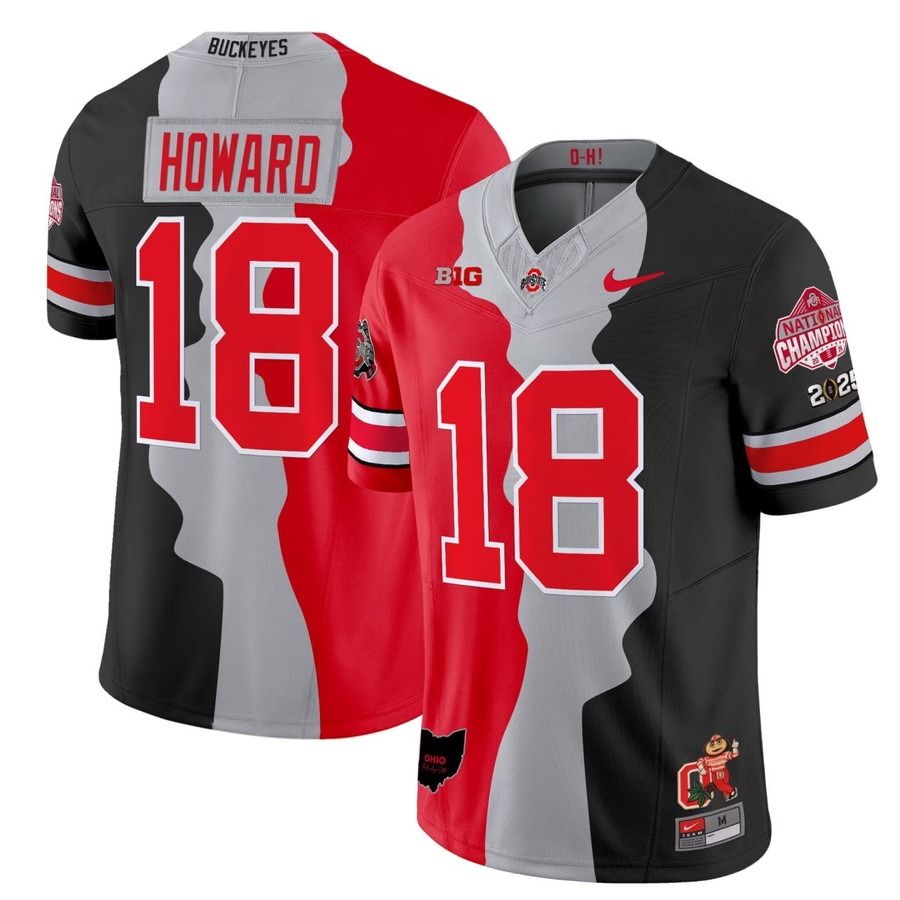 Men's Ohio State Buckeyes #18 Will Howard Split Nike Vapor F.U.S.E. Limited Stitched Football Jersey Men's Ohio State Buckeyes #18 Will Howard Split Nike Vapor F.U.S.E. Limited Stitched Football Jersey