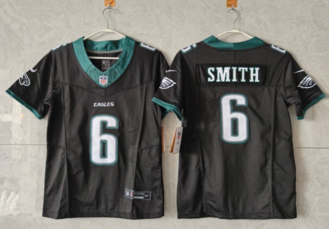 Youth Philadelphia Eagles #6 DeVonta Smith Black 2025 F.U.S.E Vapor Untouchable Limited Stitched Football Jersey