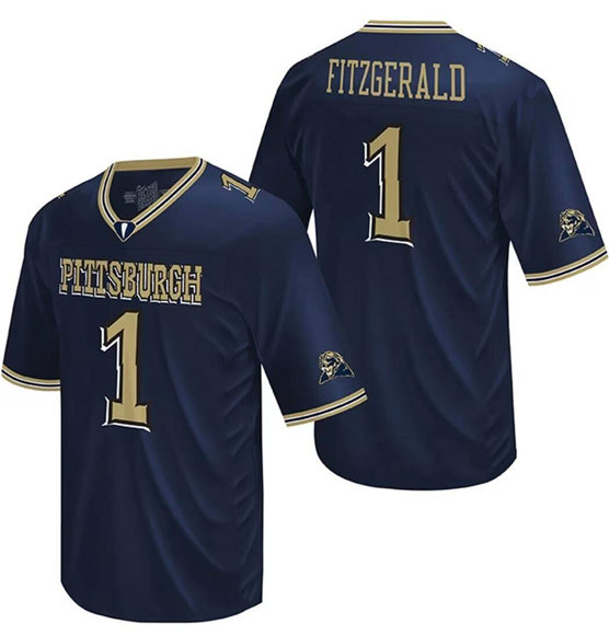 Men's Pitt Panthers #1 Larry Fitzgerald Navy Blue Stitched Football Jersey
