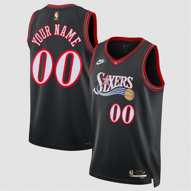 Men's Philadelphia 76ers Active Player Custom Black 2025 Classic Edition Stitched Jersey Men's Philadelphia 76ers Active Player Custom Black 2025 Classic Edition Stitched Jersey