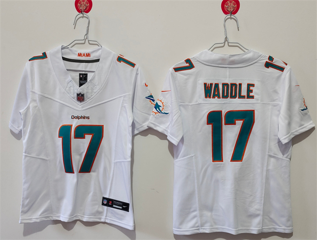 Women's Miami Dolphins #17 Jaylen Waddle White F.U.S.E Vapor Untouchable Stitched Jersey(Run Small) Women's Miami Dolphins #17 Jaylen Waddle White F.U.S.E Vapor Untouchable Stitched Jersey(Run Small)