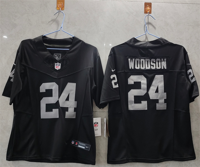 Women's Las Vegas Raiders #24 Charles Woodson Black 2025 F.U.S.E. Vapor Stitched Jersey(Run Small) Women's Las Vegas Raiders #24 Charles Woodson Black 2025 F.U.S.E. Vapor Stitched Jersey(Run Small)