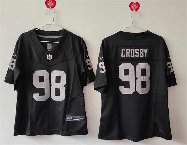 Women's Las Vegas Raiders #98 Maxx Crosby Black 2025 F.U.S.E. Vapor Stitched Jersey(Run Small) Women's Las Vegas Raiders #98 Maxx Crosby Black 2025 F.U.S.E. Vapor Stitched Jersey(Run Small)