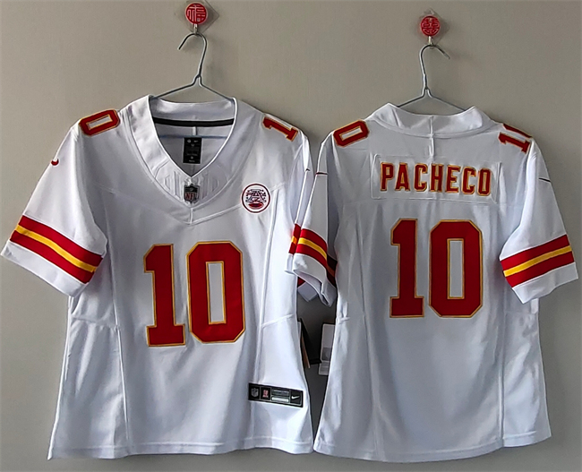 Women's Kansas City Chiefs #10 Isiah Pacheco White 2023 F.U.S.E. Vapor Untouchable Limited Stitched Jersey(Run Small) Women's Kansas City Chiefs #10 Isiah Pacheco White 2023 F.U.S.E. Vapor Untouchable Limited Stitched Jersey(Run Small)