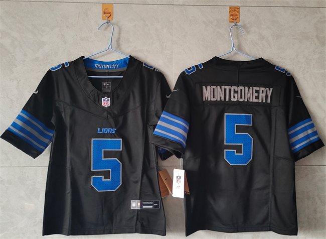 Women's Detroit Lions #5 David Montgomery Black 2024 F.U.S.E. Vapor Limited Stitched Jersey(Run Smaller) Women's Detroit Lions #5 David Montgomery Black 2024 F.U.S.E. Vapor Limited Stitched Jersey(Run Smaller)